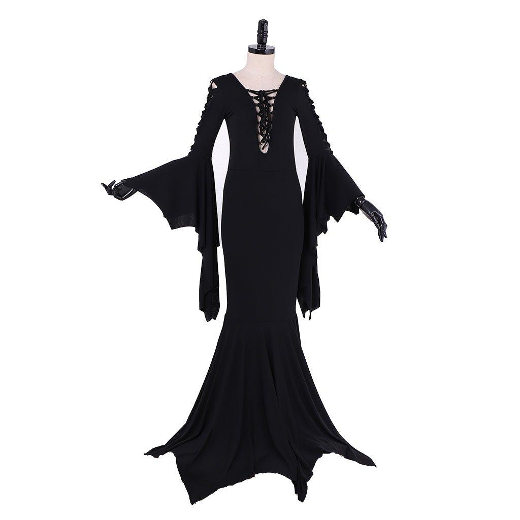 Robe Costume Morticia Addams | Gothique Vintage Longue Cosplay pour Halloween