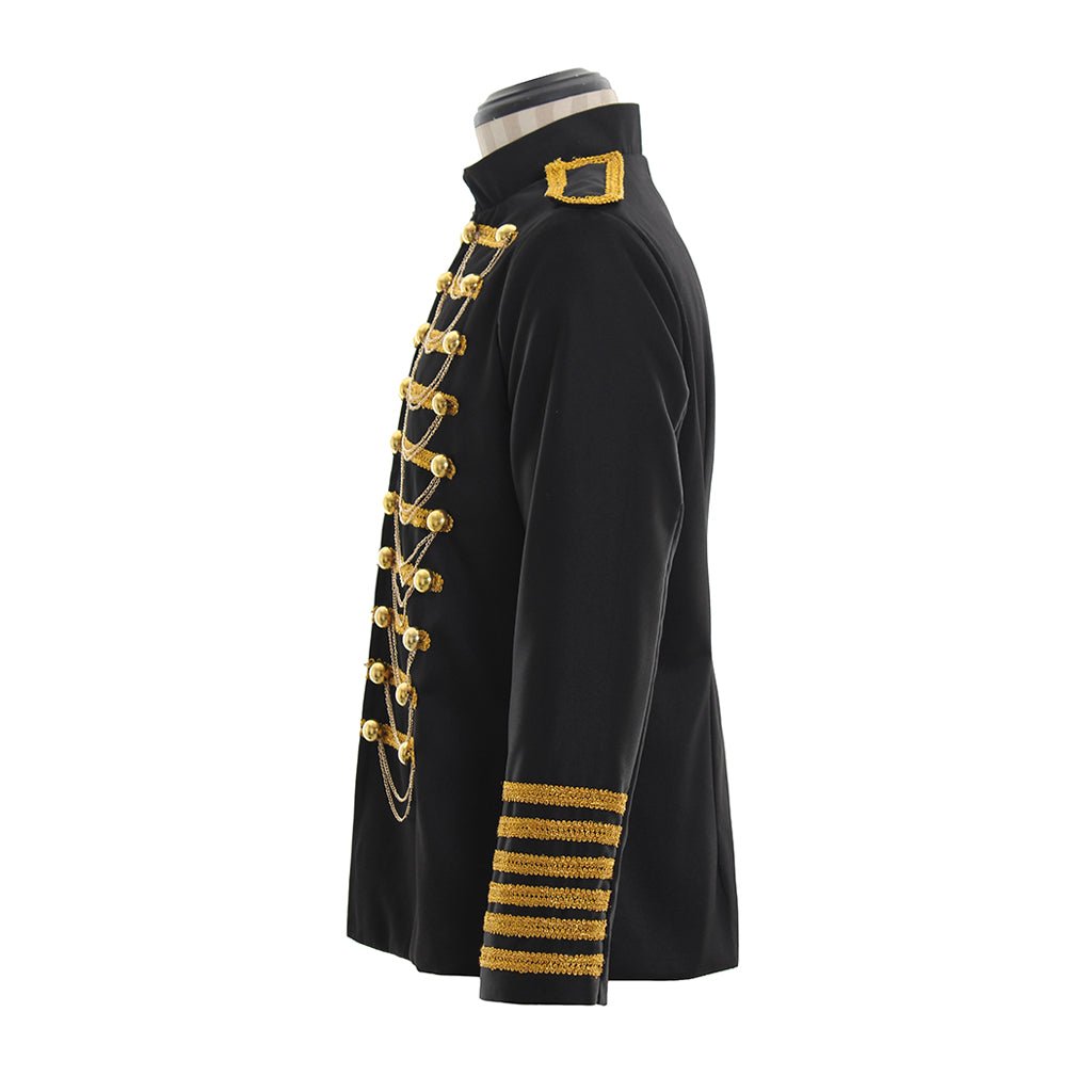 Veste Militaire Classique Homme à Double Boutonnage Brodée | Noir Rouge pour Bal, Mariage et Spectacle