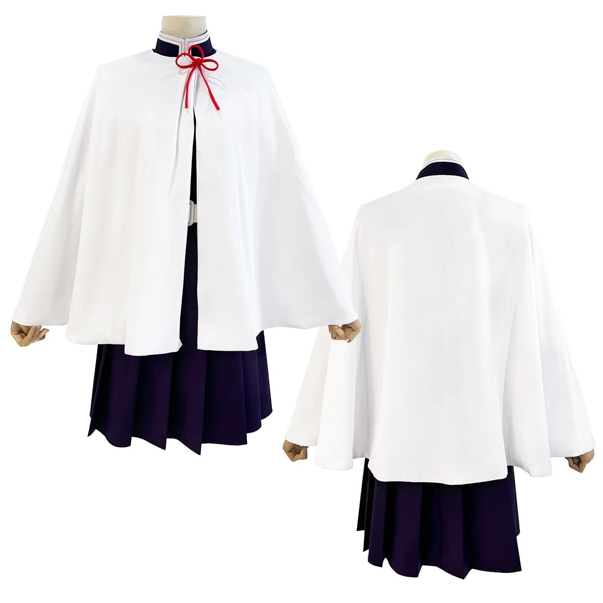 Costume Cosplay Tsuyuri Kanao Anime Demon Slayer Perruque Violet Haut Manteau Blanc Ceinture Cadeau Halloween Noël
