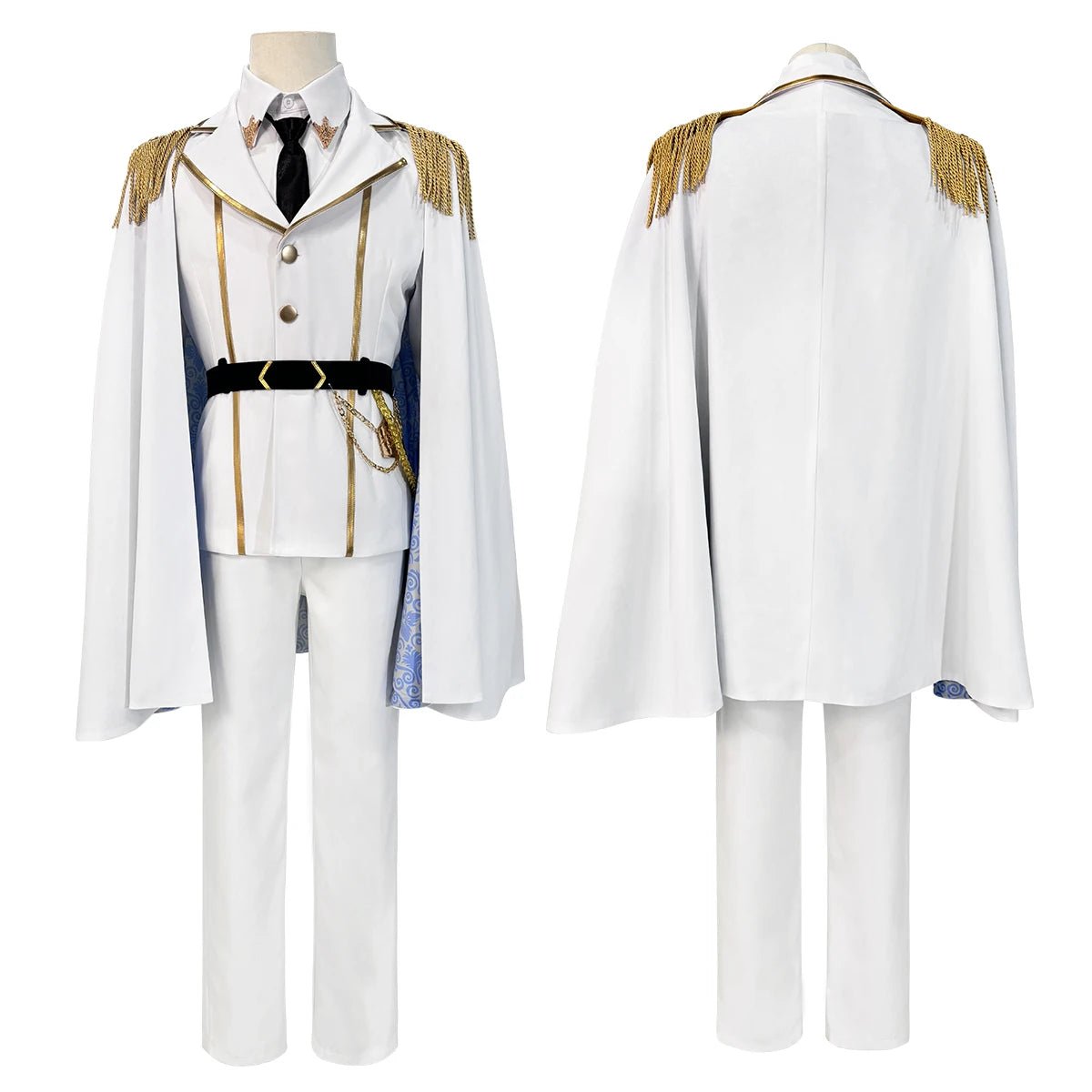 Costume Cosplay Isagi de Blue Lock Anime - Série Angels and Demons - Veste Pantalon Cape Blanche Rose Filet - Pour Halloween