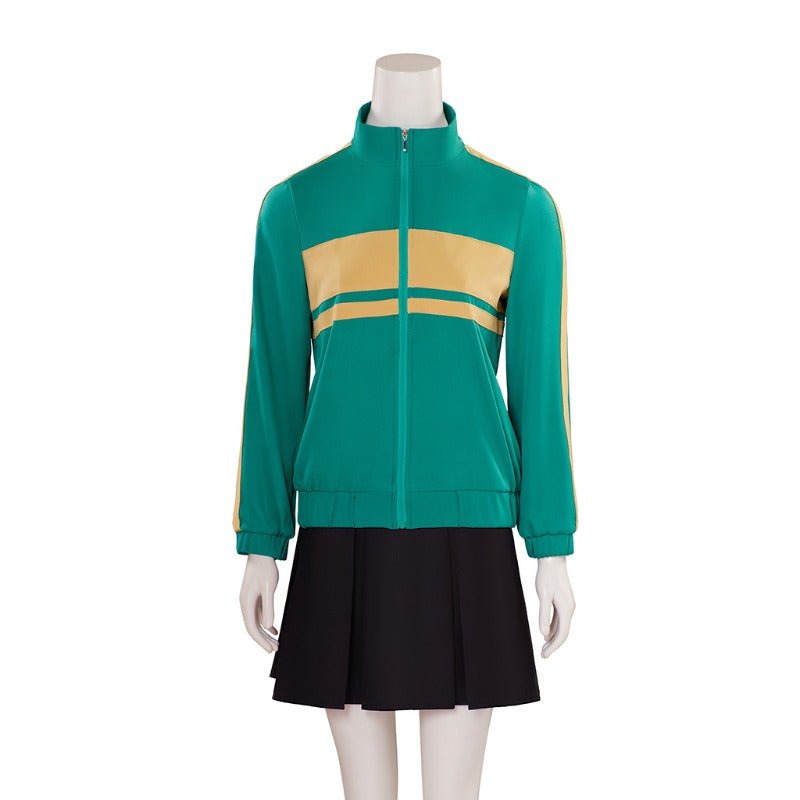 Costume Cosplay Scott Pilgrim Kim Pine Veste Verte & Jupe pour Femmes Tenue d'Halloween