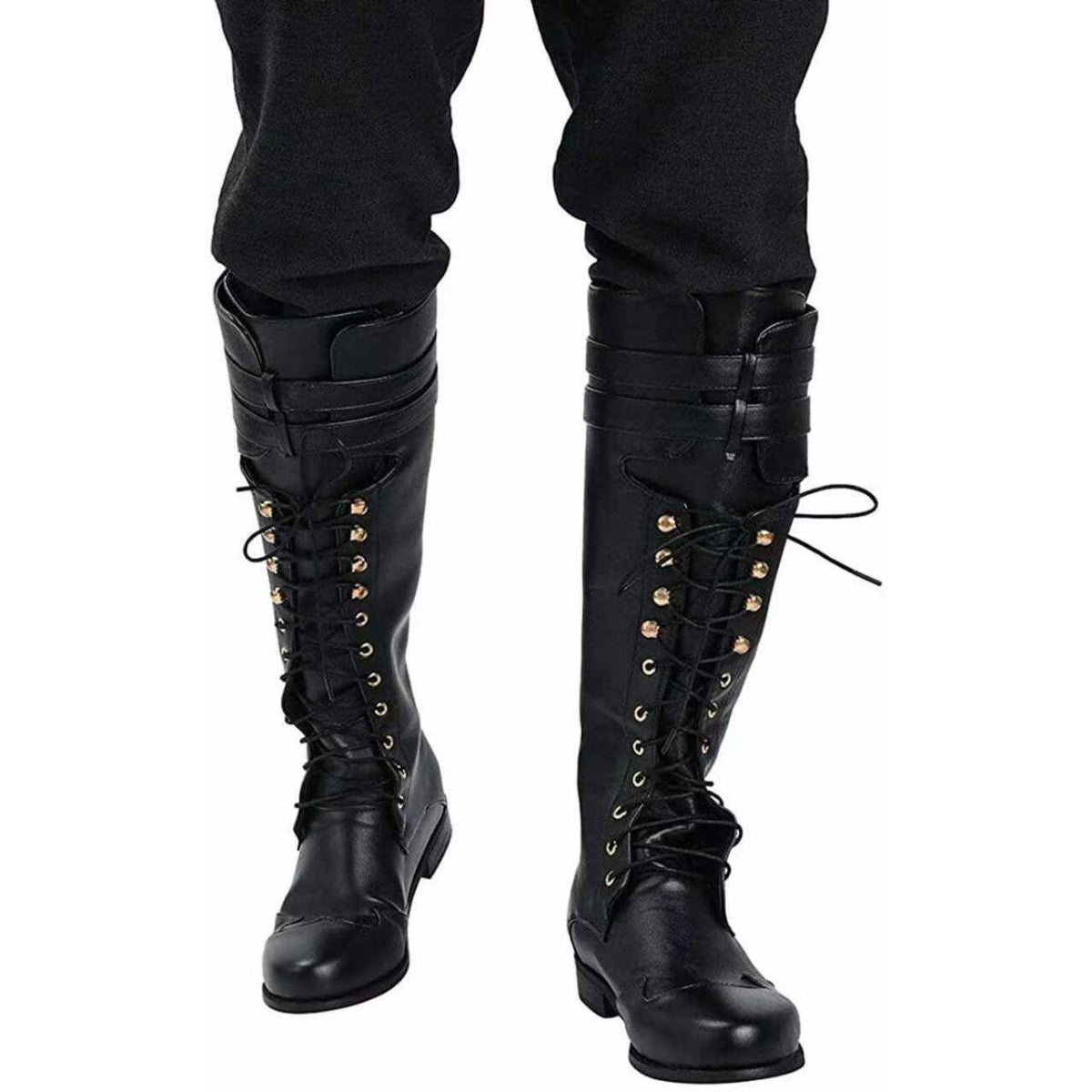 Bottes de Cosplay Steampunk Médiévales pour Hommes et Femmes, Chaussures Pirate en Cuir PU