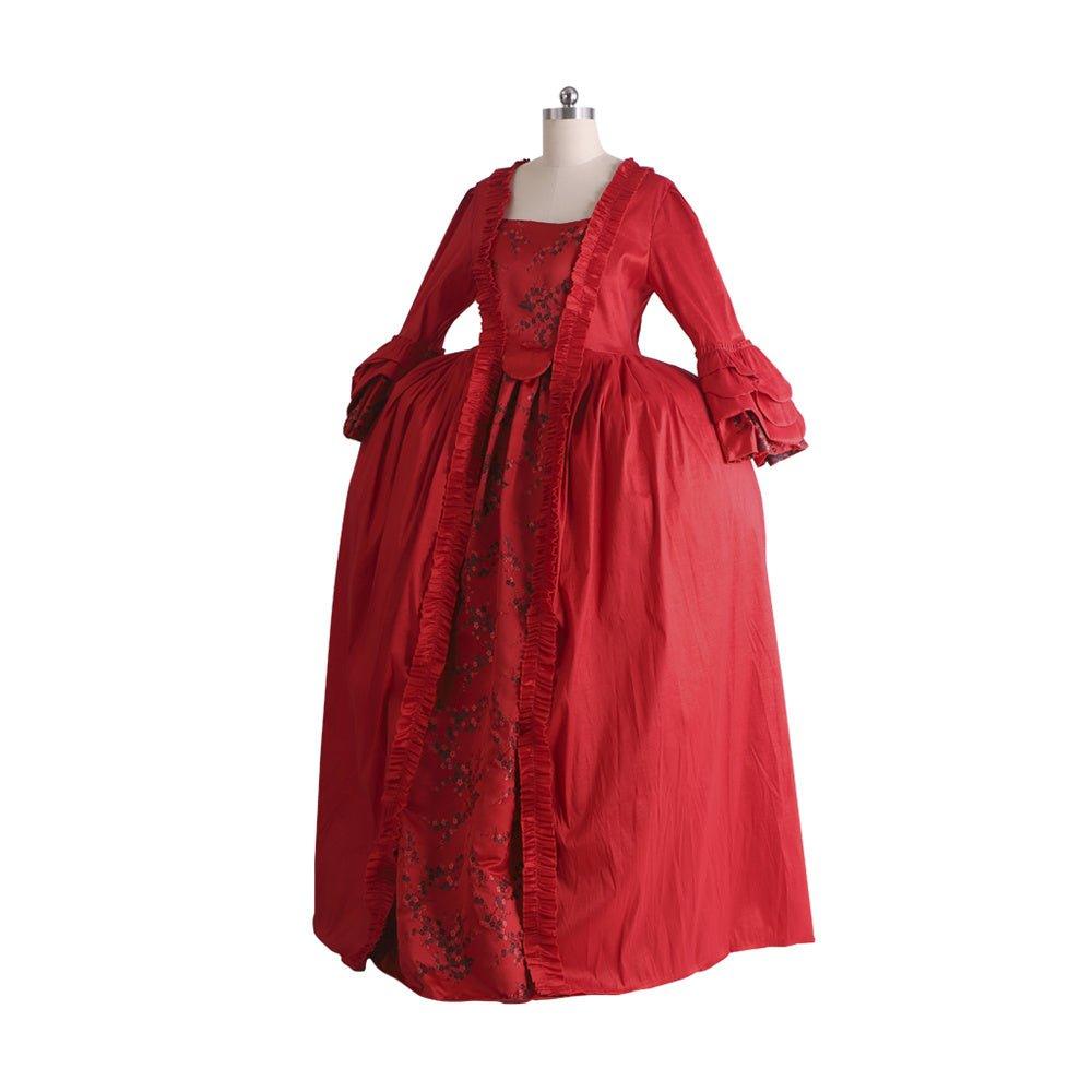 Robe Rococo Rouge du 18ème Siècle avec Dentelle - Style Majestueux Marie Antoinette de L'AniMirage