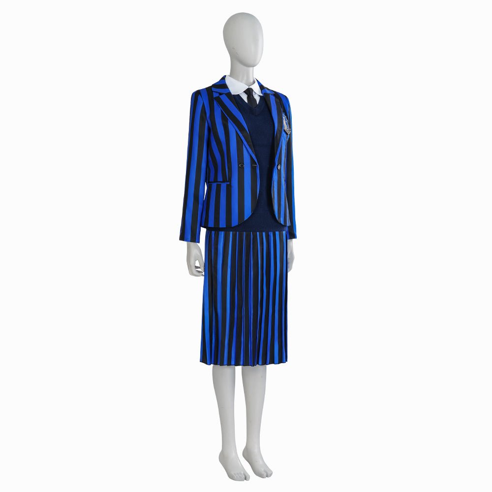 Costume Cosplay Mercredi Addams - Uniforme Scolaire Gothique pour Anime, Fête et Halloween
