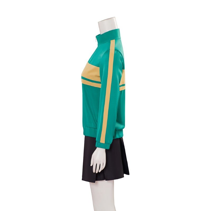 Costume Cosplay Scott Pilgrim Kim Pine Veste Verte & Jupe pour Femmes Tenue d'Halloween