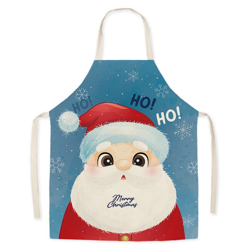 Tablier de cuisine imitation chanvre Santa Claus pour adultes, résistant aux taches et à l'huile, vêtements de travail pour hommes et femmes