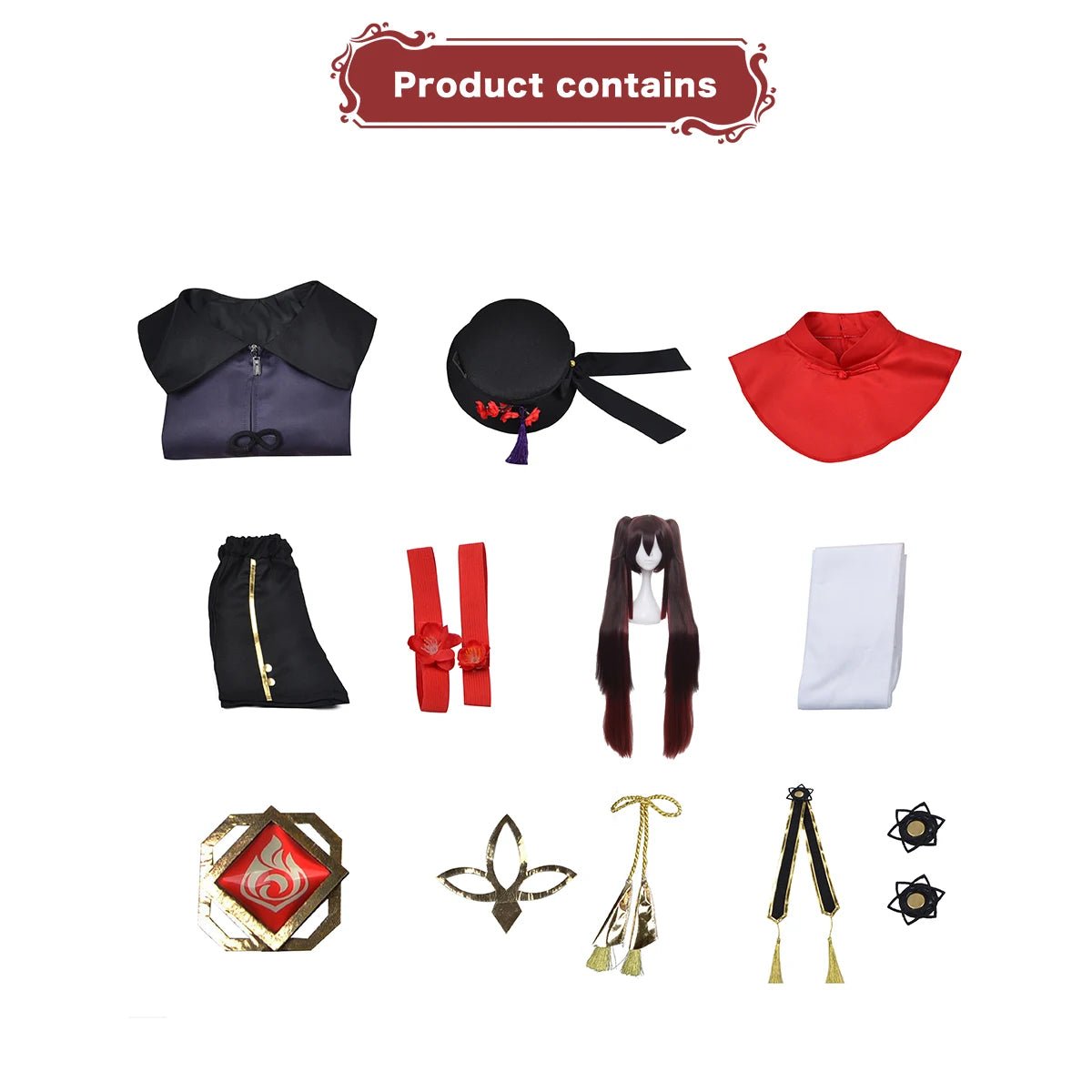 Perruque Cosplay Genshin Impact Hu Tao - Costume Anime Hutao pour Fêtes et Conventions