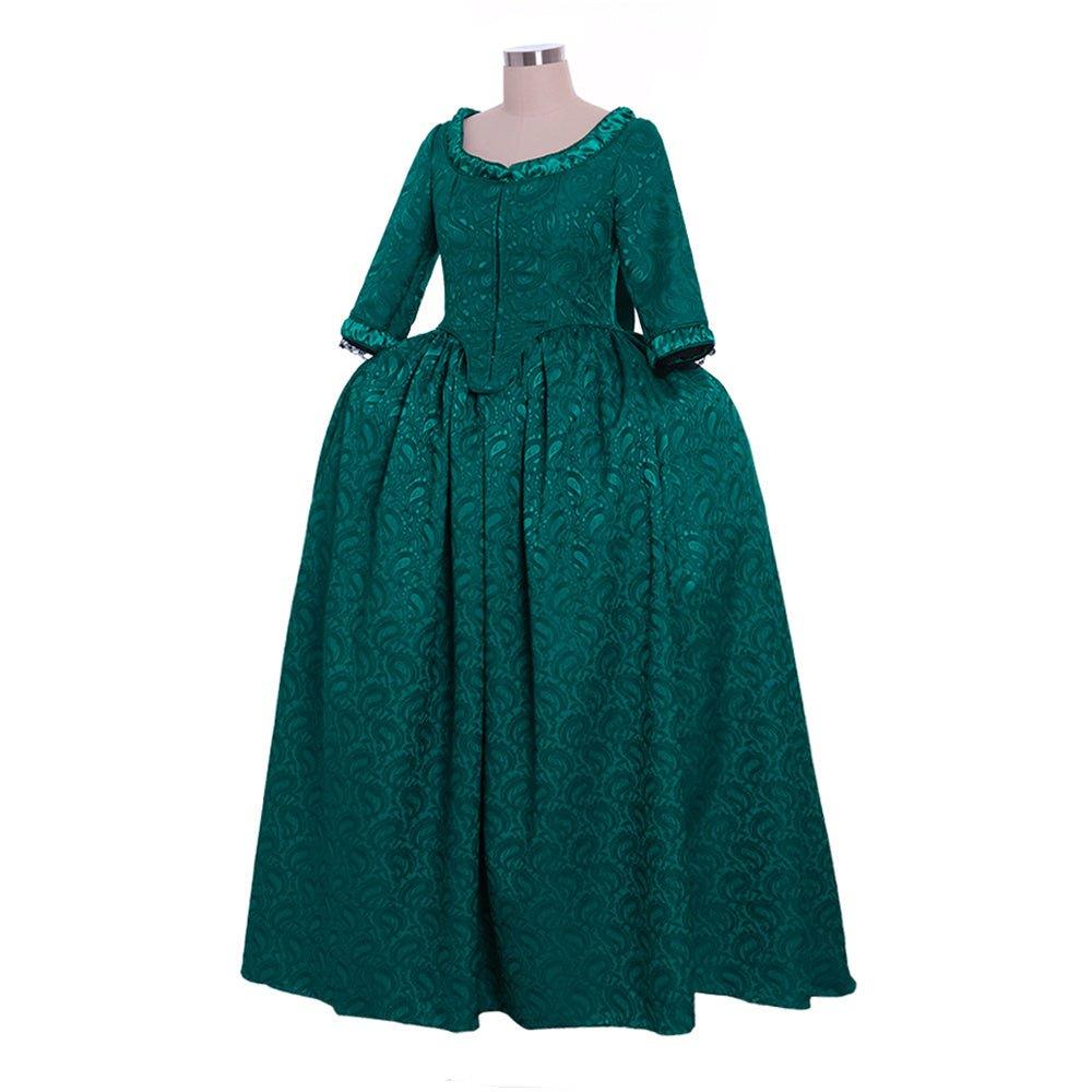 Robe en brocart vert inspirée de Marie-Antoinette du 18ème siècle par L'AniMirage