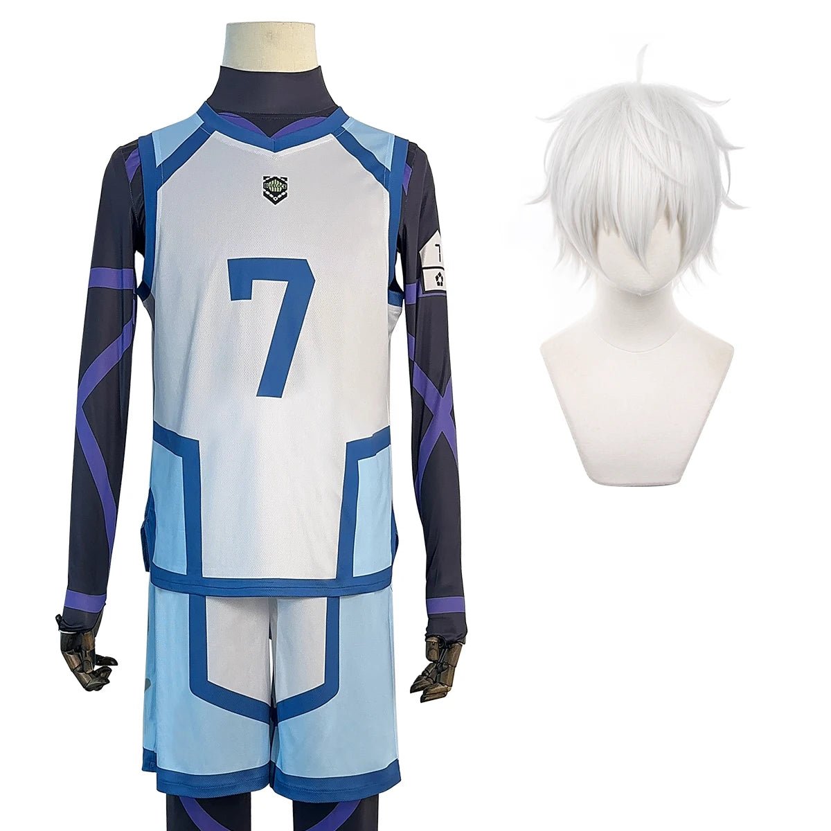 Costume Cosplay Nagi Blue Lock Saison 2 avec Wig et Maillot d'Entraînement NO.7