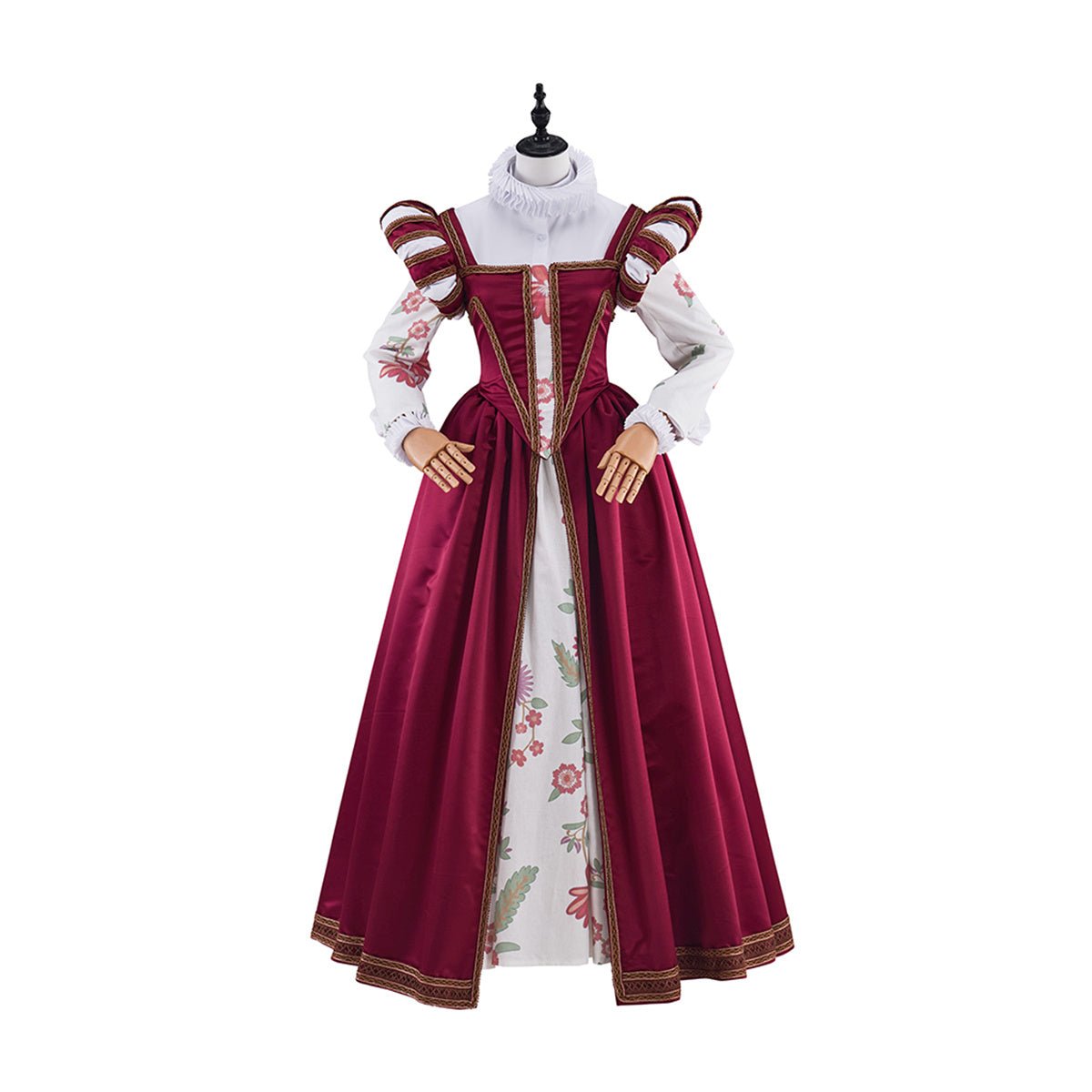 Costume Cosplay Dynastie Tudor Robe Rouge à Fleurs