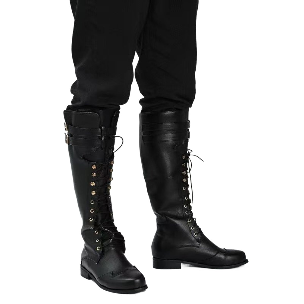 Bottes de Cosplay Steampunk Médiévales pour Hommes et Femmes, Chaussures Pirate en Cuir PU