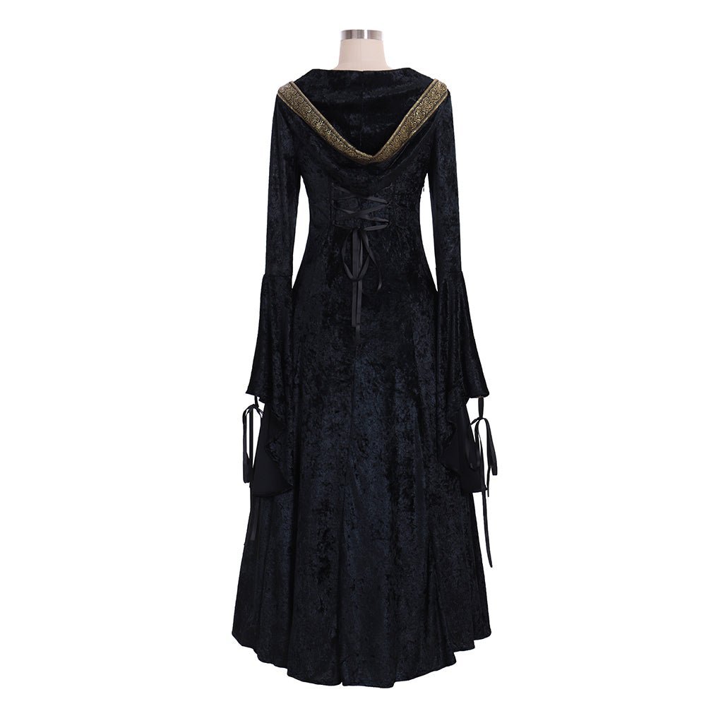 Robe de bal en velours noir médiéval Renaissance Costume Cosplay Fait sur Mesure