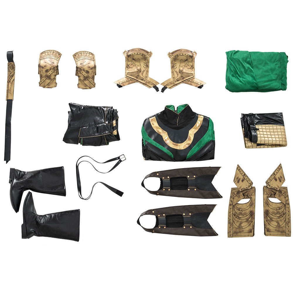 Costume Cosplay Loki de Haute Qualité, Armure de Combat, Combinaison Endommagée, Casque pour Halloween