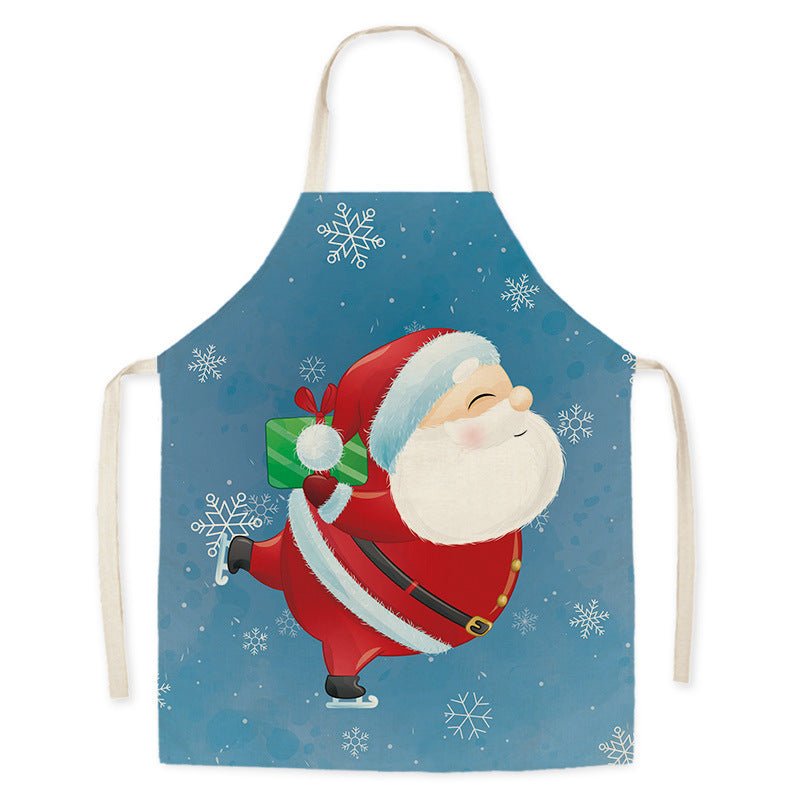 Tablier de cuisine imitation chanvre Santa Claus pour adultes, résistant aux taches et à l'huile, vêtements de travail pour hommes et femmes