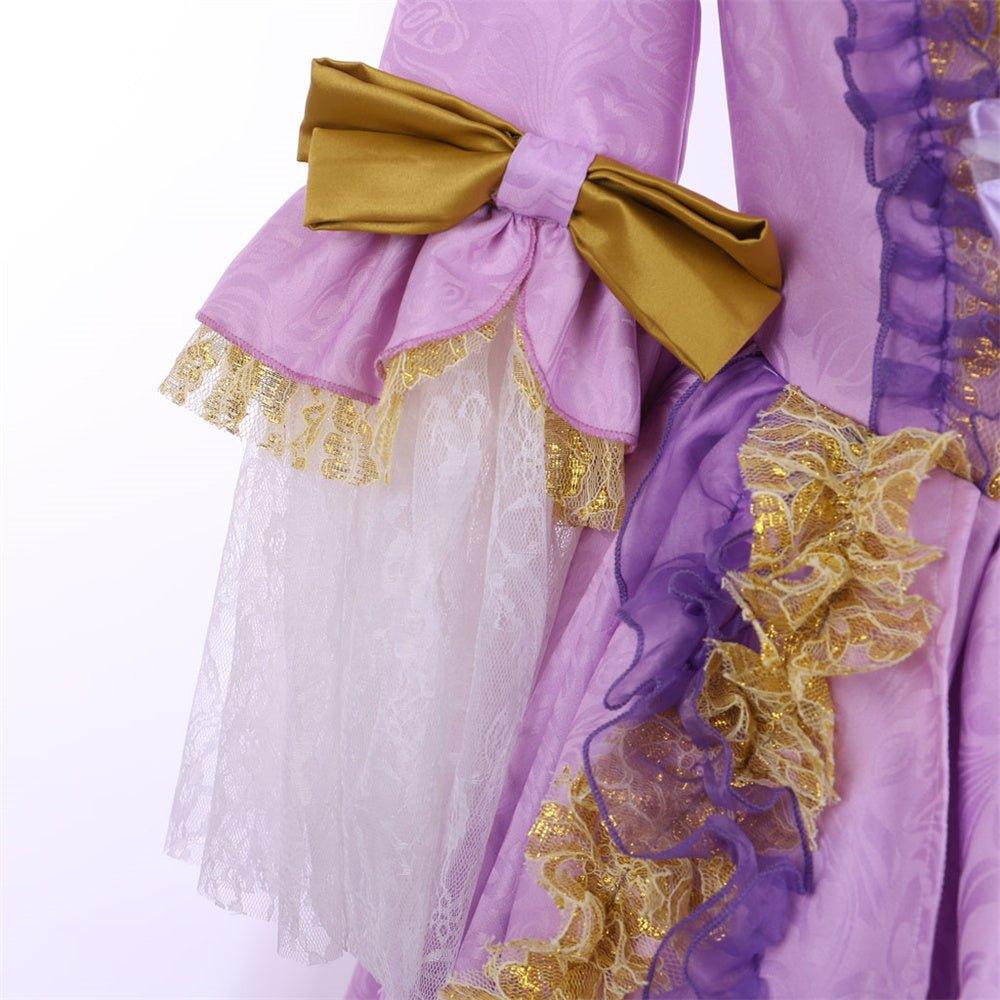 Robe Rococo Violette avec Impression Numérique - L'AniMirage Costume en Taffetas Élégant