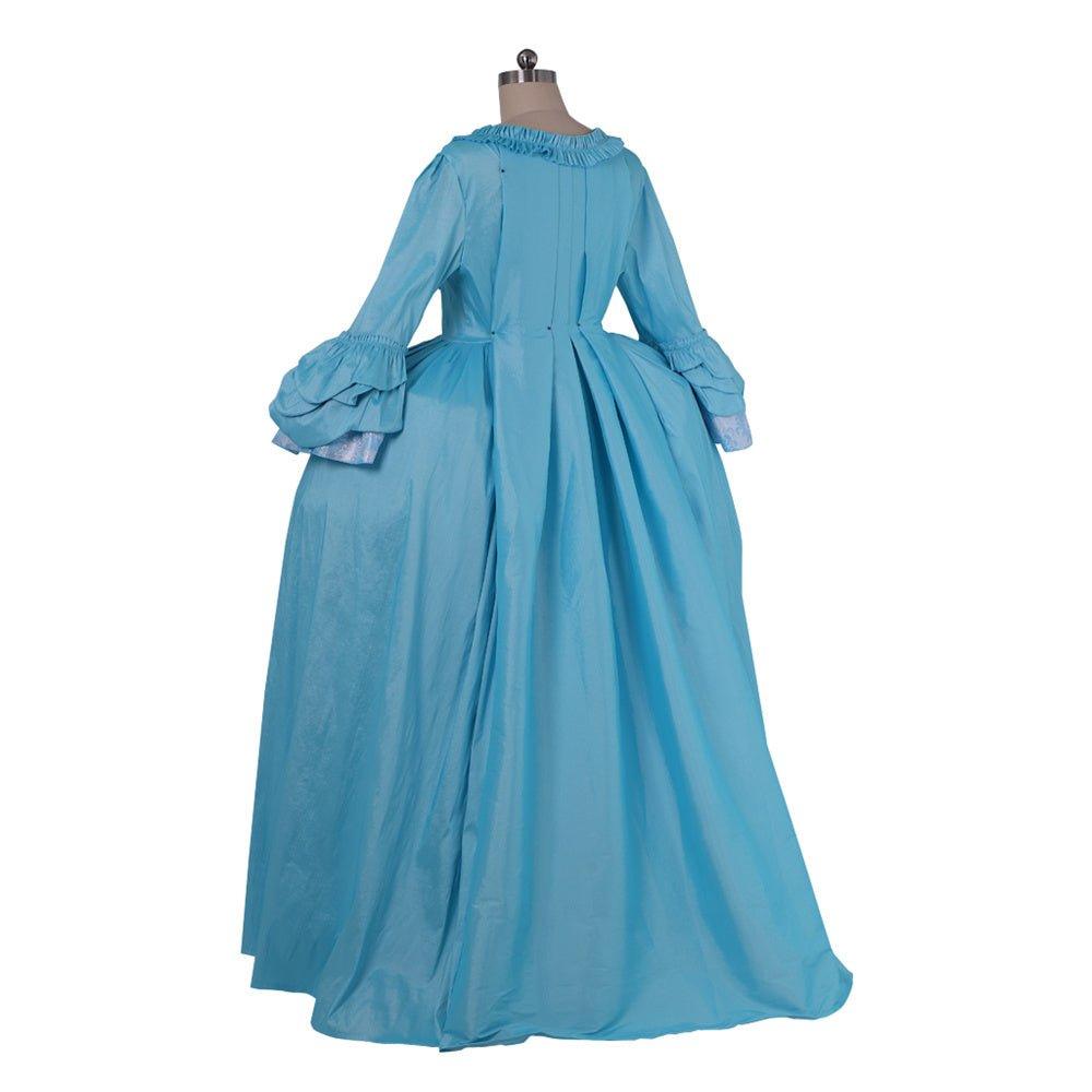 Robe Rococo Bleu Azur du 18e Siècle - Broderie et Dentelle de L'AniMirage