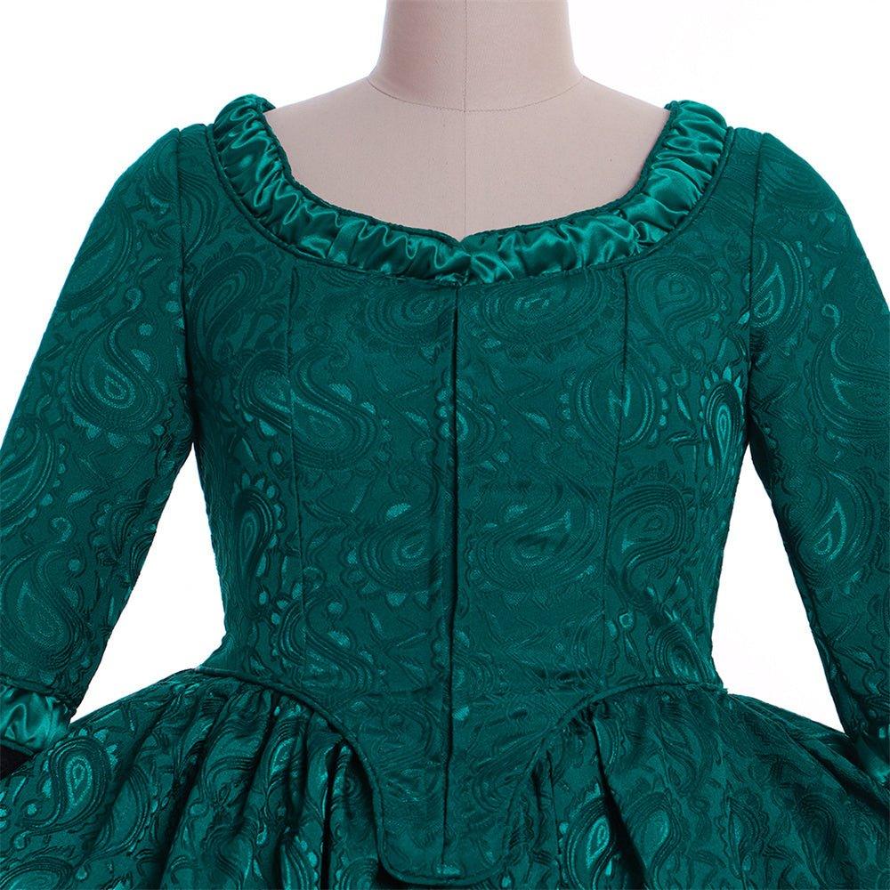 Robe en brocart vert inspirée de Marie-Antoinette du 18ème siècle par L'AniMirage