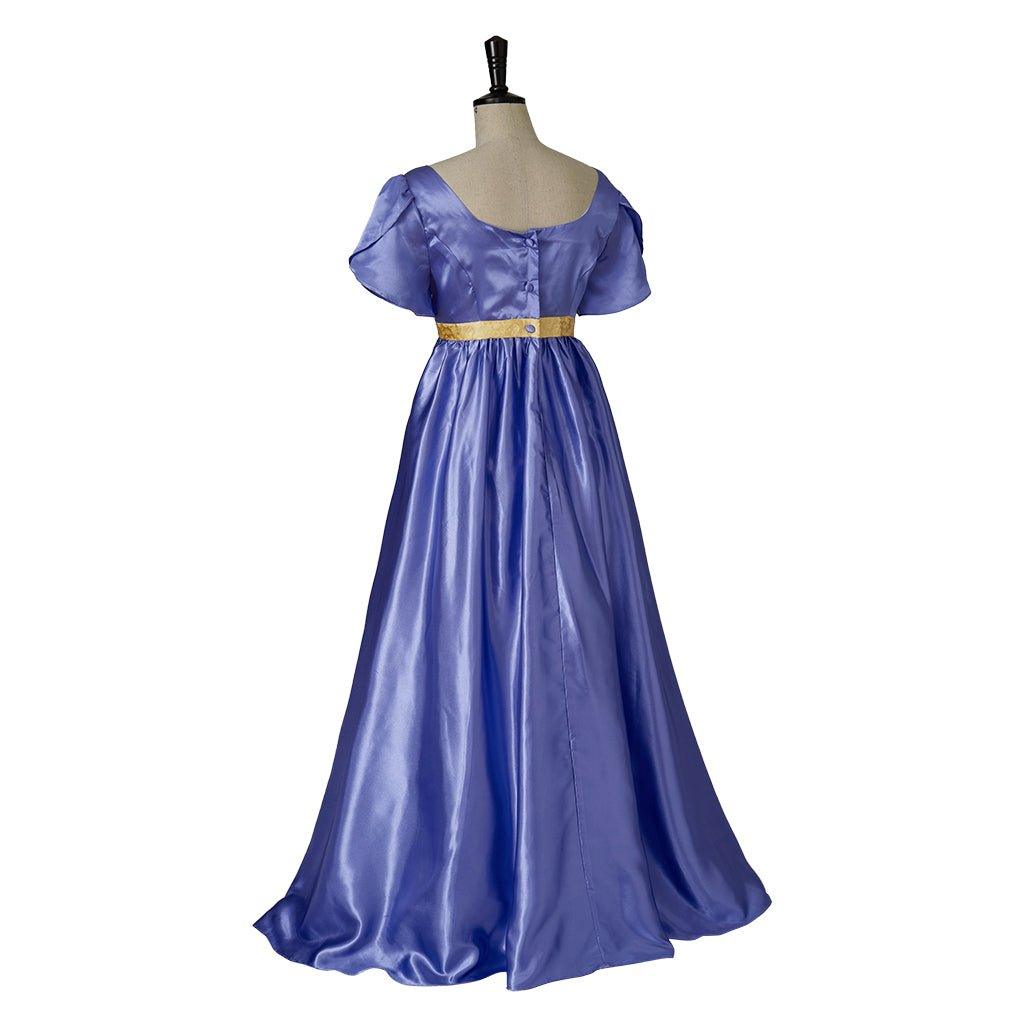 Robe Empire Médiévale Traditionnelle - Costume Cosplay Bridgerton en Soie Bleu-Violet