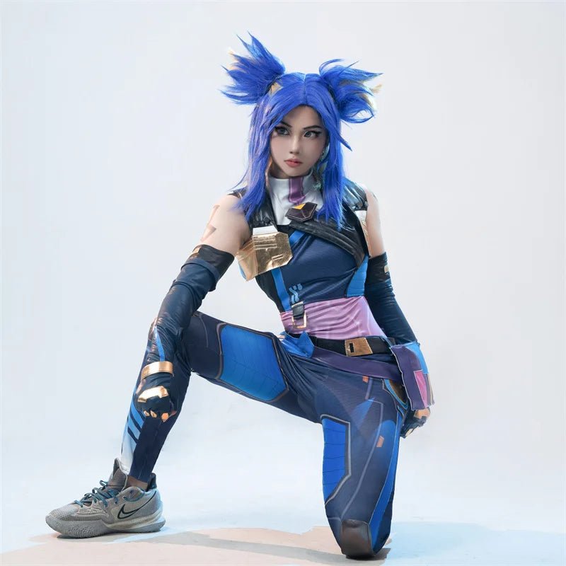 Costume Cosplay Neon Jeu Valorant Costume Cosplay Neon Bleu Uniforme de Combat Femme Ensemble Complet pour Fête d'Halloween
