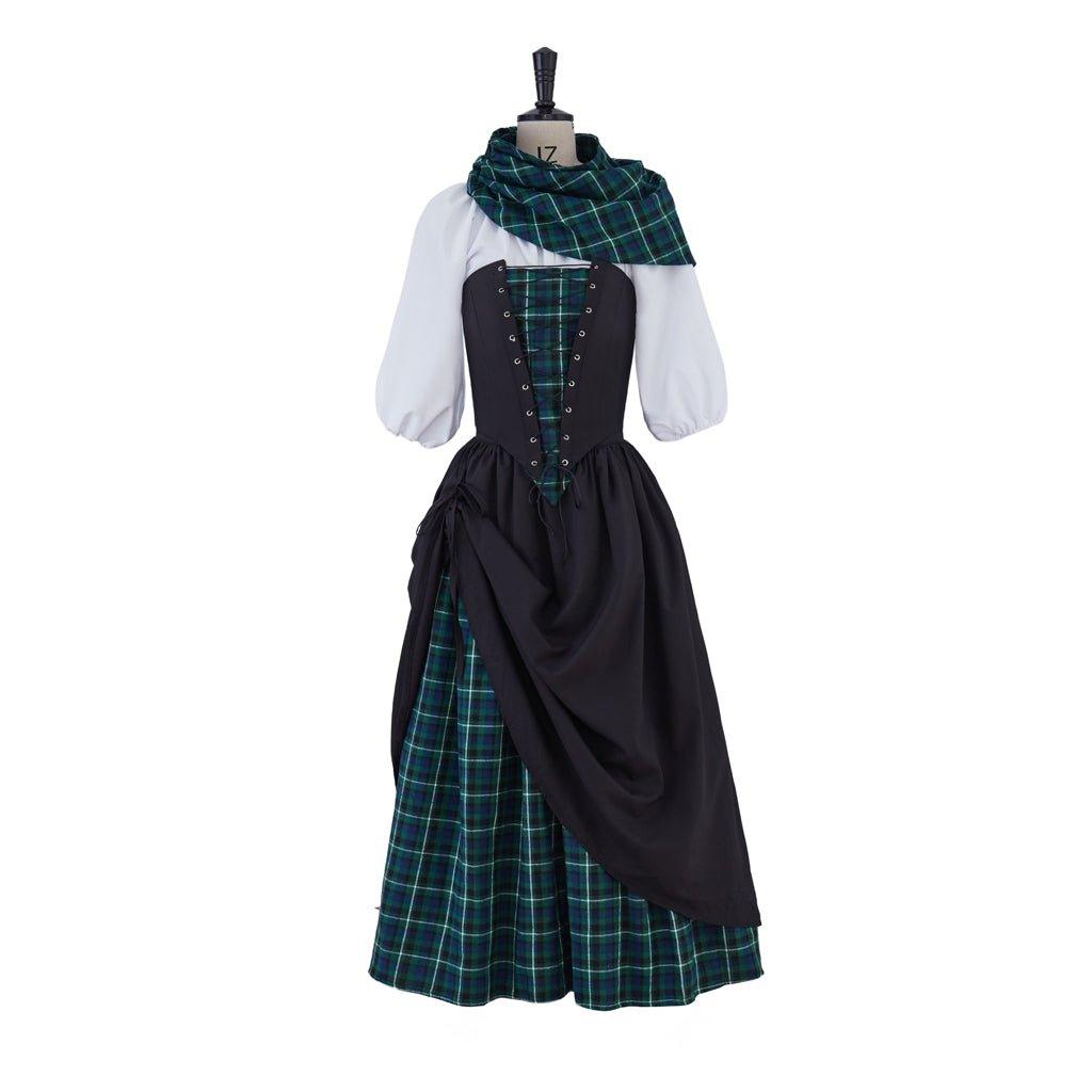 Costume Cosplay Claire Fraser Outlander | Robe Hautlandaise Rococo Médiévale Écossaise pour Femmes