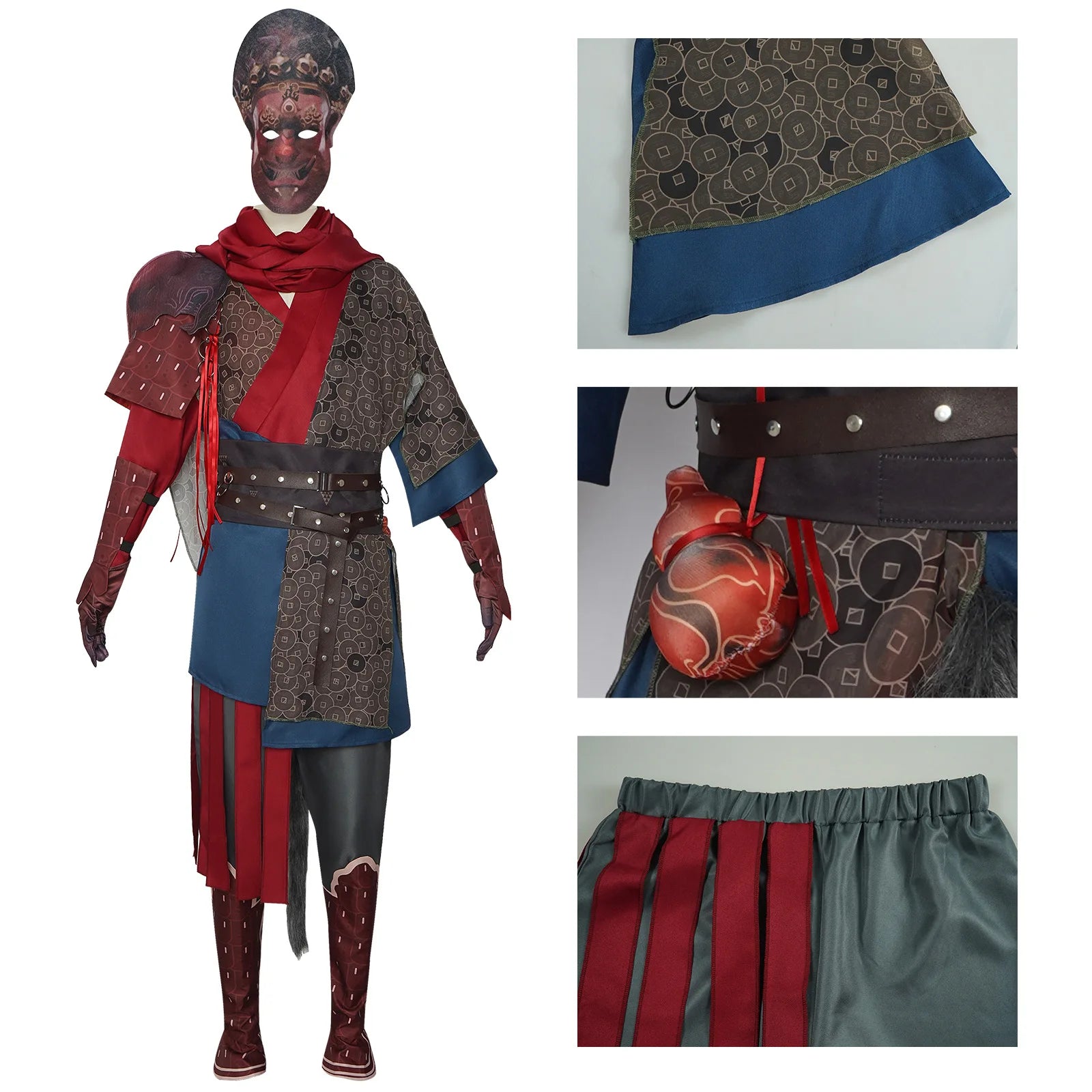 Costume Cosplay Wukong Noir Mythe Jeu pour Adultes et Enfants - Roi Singe Costume pour Halloween et Carnaval