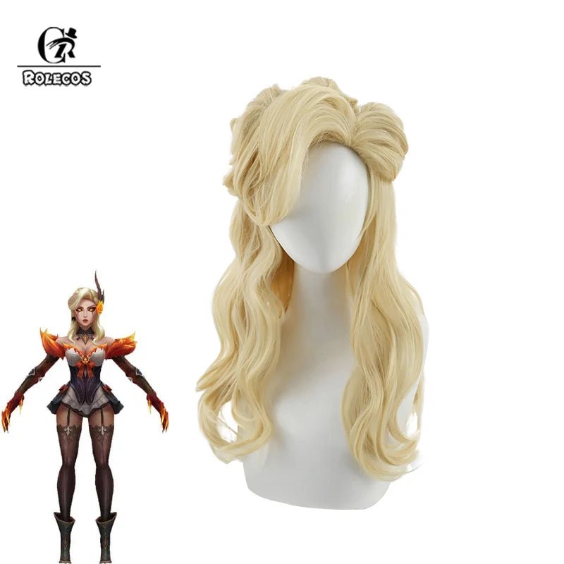 Perruque Cosplay Evelynn High Noon Magie Occidentale Ombre de League of Legends 55cm Blonde Cheveux Synthétiques Résistants à la Chaleur