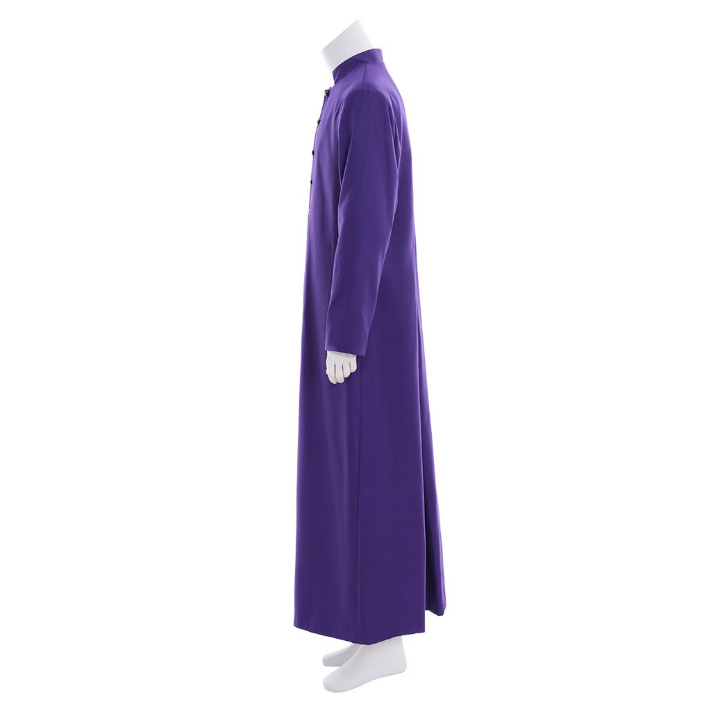 Robe de clergé pour hommes - Costume de prêtre ecclésiastique pourpre avec col montant