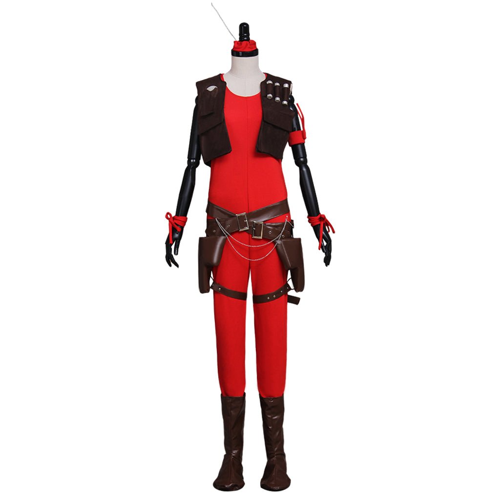 Costume Cosplay Aurra Sing Femme - Combinaison Rouge avec Ceinture Ensemble Complet