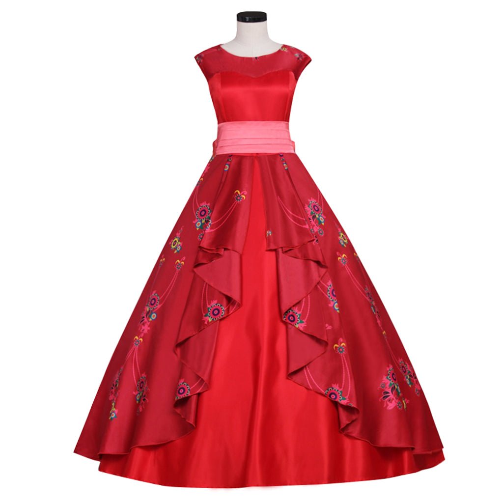 Robe de Bal Rouge Princesse Elena | Costume Cosplay Disney pour Femmes