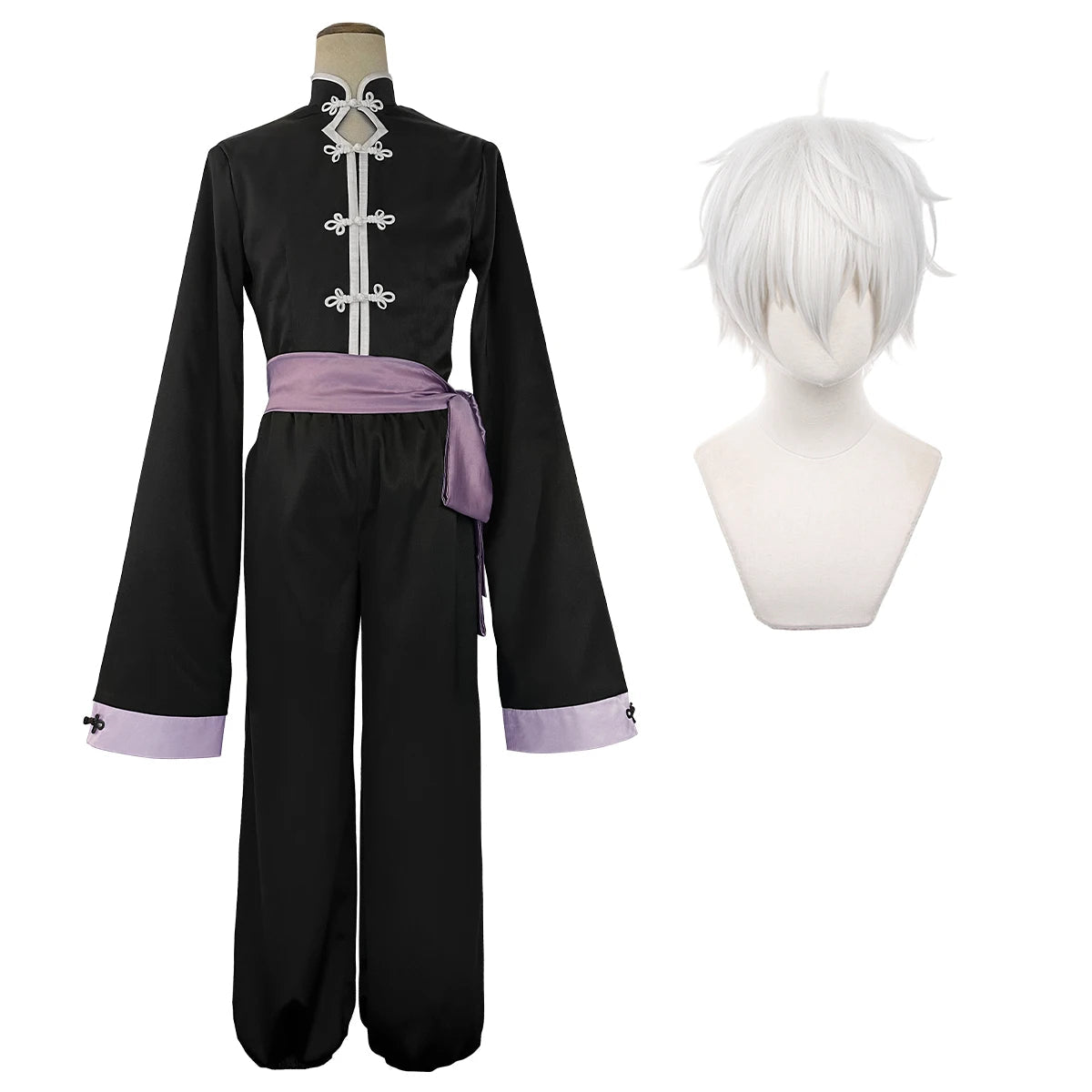Costume Cosplay Nagi de Blue Lock - Tenue Kung Fu Noir avec Perruque