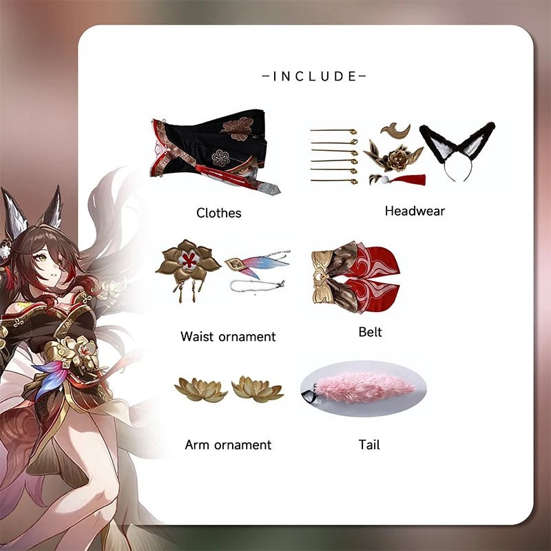 Costume Cosplay Honkai Star Rail Fugue Tingyun Style Ancien avec Queues de Renard pour Femmes