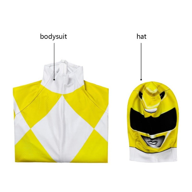 Costume Cosplay Ranger Jaune MMPR - Combinaison Power Rangers Tenue Ranger Jaune