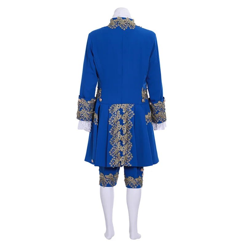 Costume Homme Rococo Bleu du 18ème Siècle - Costume Britannique Colonial pour Reconstitutions et Cosplay