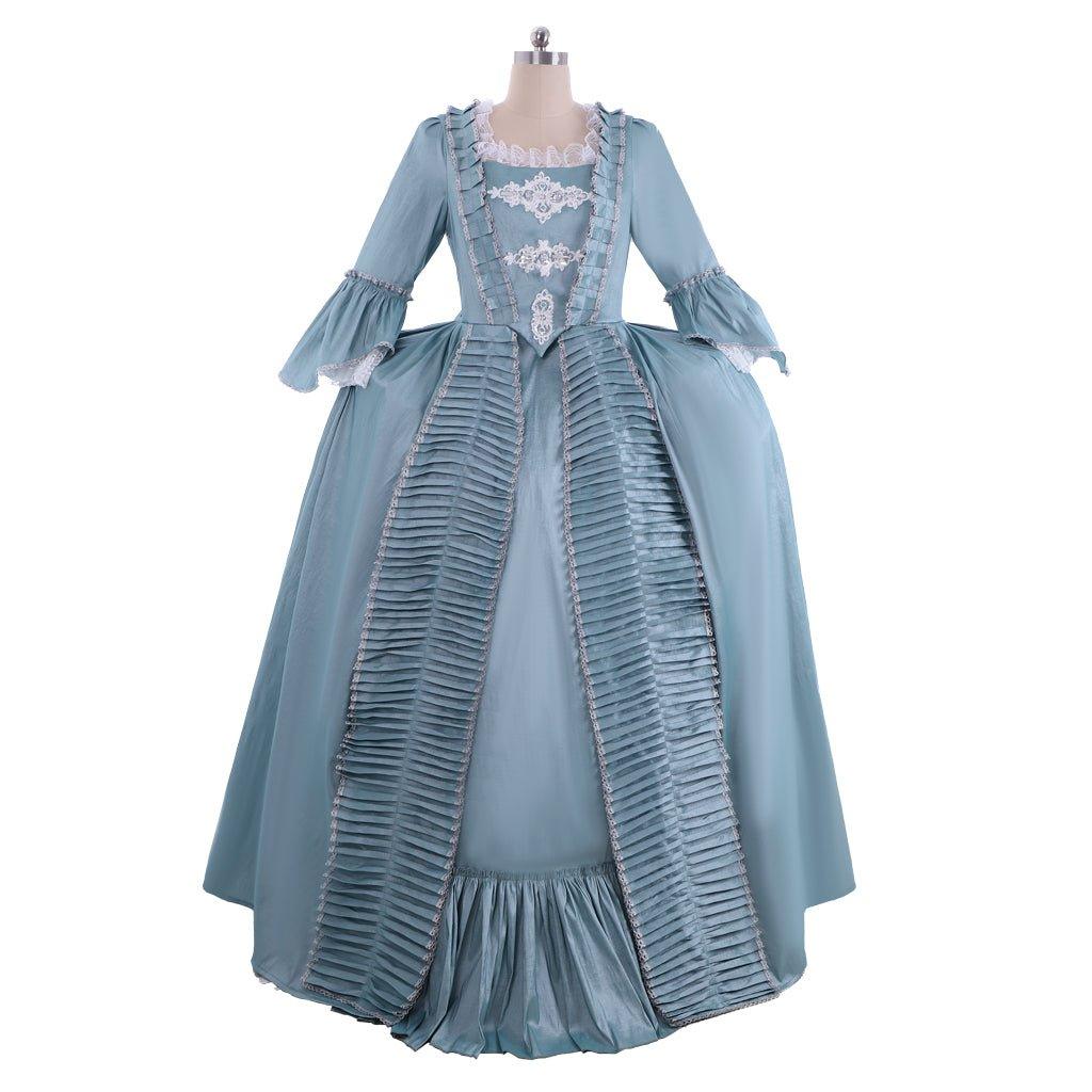 Robe Rococo Marie Antoinette du 18e siècle - Élégante robe bleue à dentelle