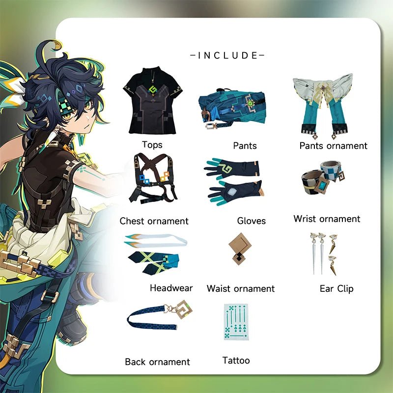 Costume Cosplay Kinich Chasseur de Feu de Genshin Impact pour Hommes - Uniforme de Fête Huitztlan Natlan