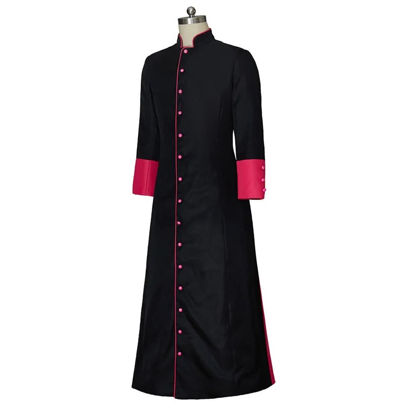 Robe de Clergé Médiéval - Noir & Rouge Cassock de Pasteur Romain pour Hommes | Série Médiévale L'AniMirage