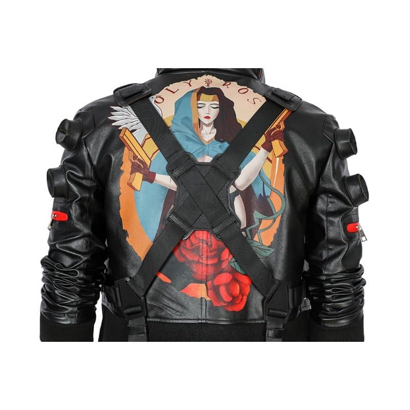 Costume Cosplay Jackie 2077 en Cuir Artificiel Combinaison Noire pour Halloween & Fêtes