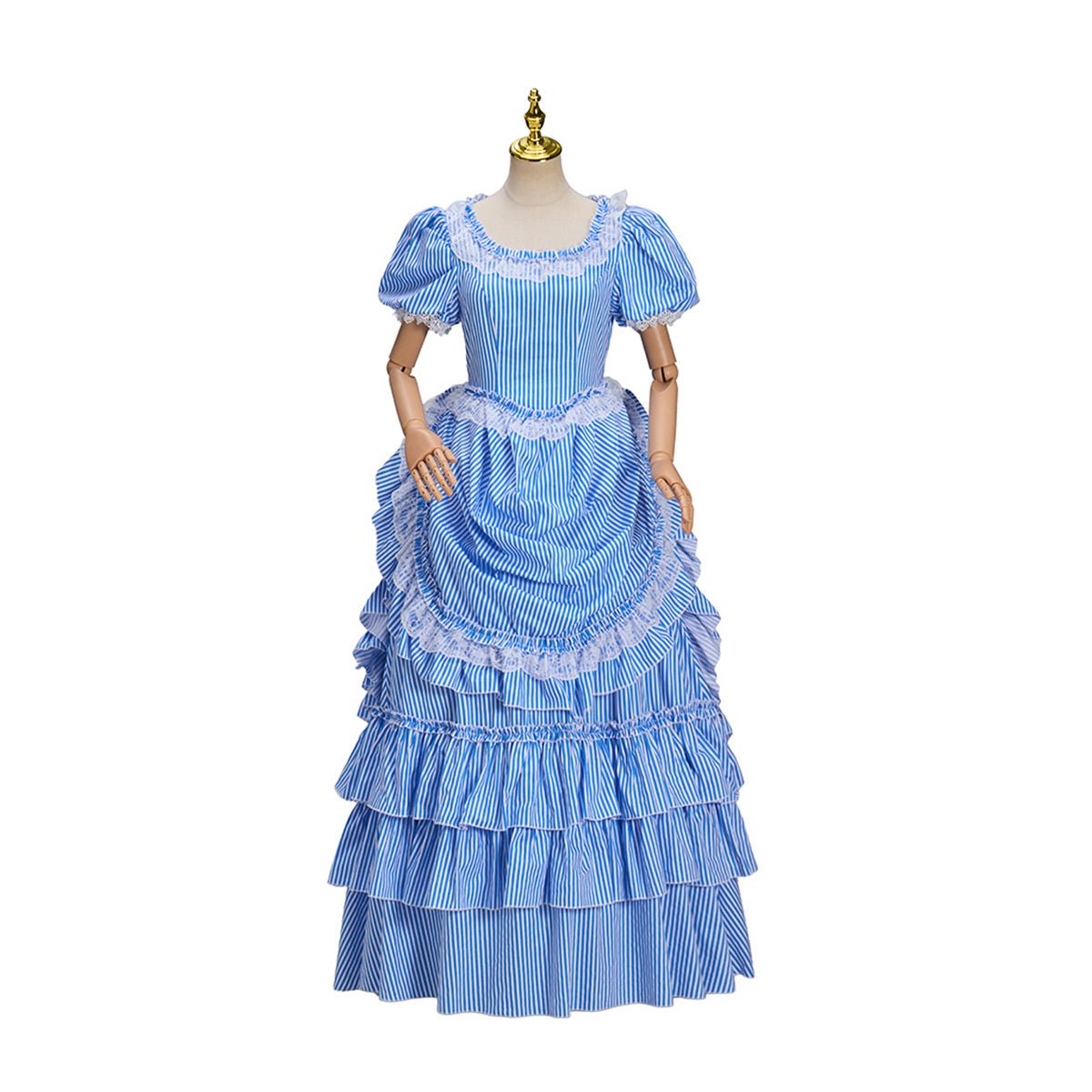 Robe Rayée Bleue Victoria Costume Cosplay – Tenue Élégante Inspirée de l'Anime