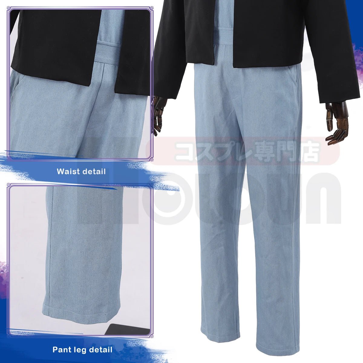 Costume Cosplay Bachira Blue Lock - Perruque, Romper, T-shirt, Veste et Broche Dauphin