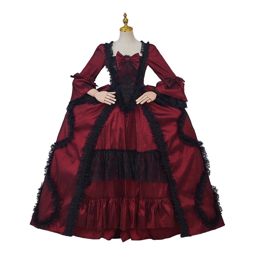 Robe de Bal Rococo Rose Rouge | Costume de Princesse Vintage Époque Coloniale pour Cosplay, Halloween, Fêtes et Spectacles
