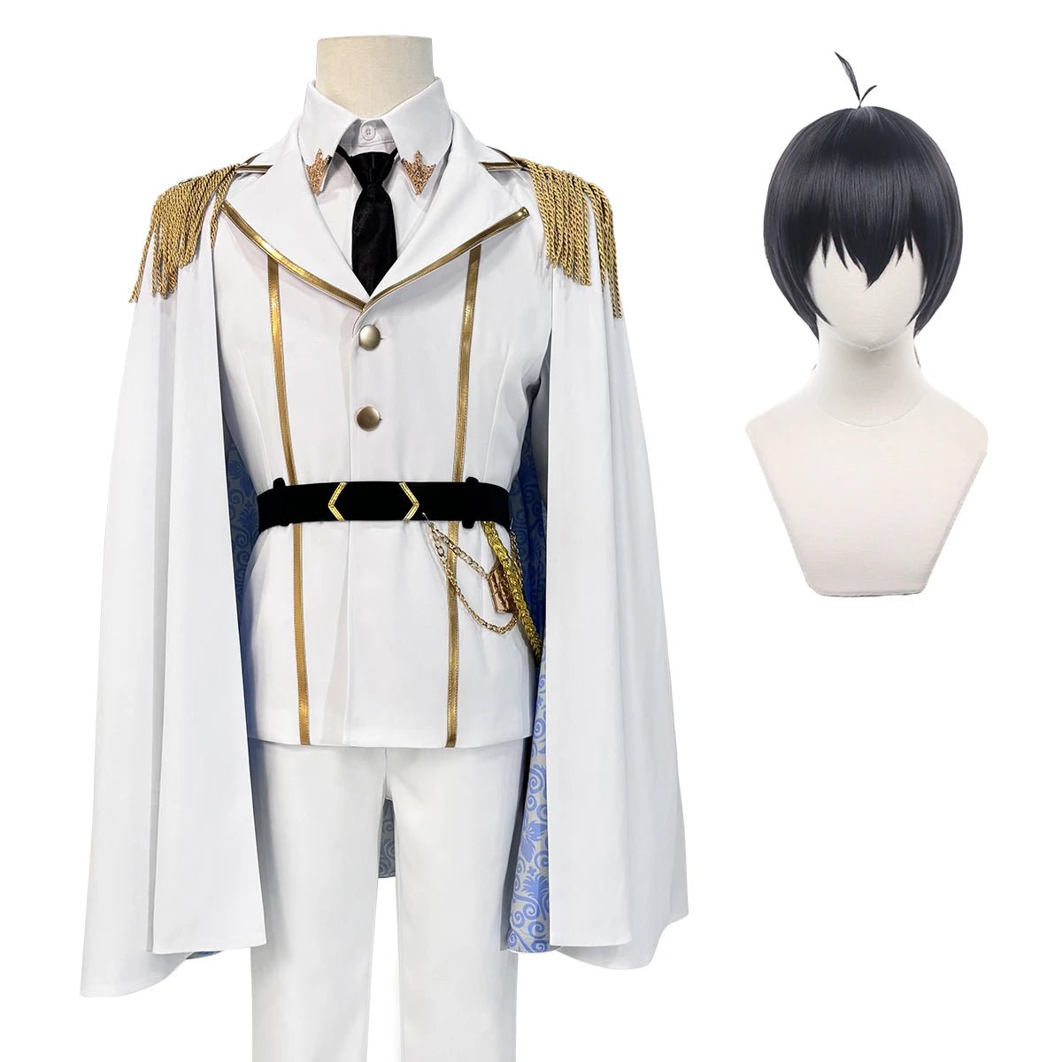Costume Cosplay Isagi de Blue Lock Anime - Série Angels and Demons - Veste Pantalon Cape Blanche Rose Filet - Pour Halloween