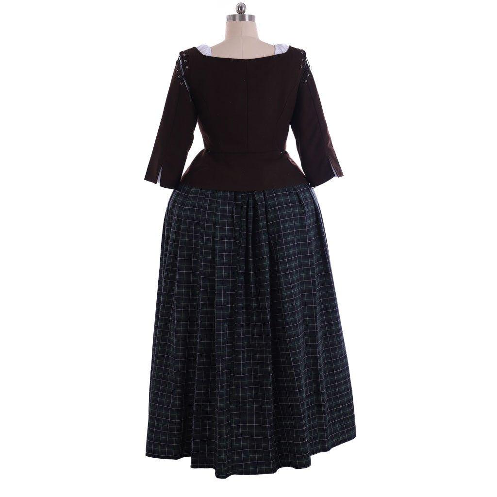 Costume Cosplay Claire Fraser Outlander | Robe Prairie Coloniale des Hautes Terres Écossaises pour Femmes Adultes