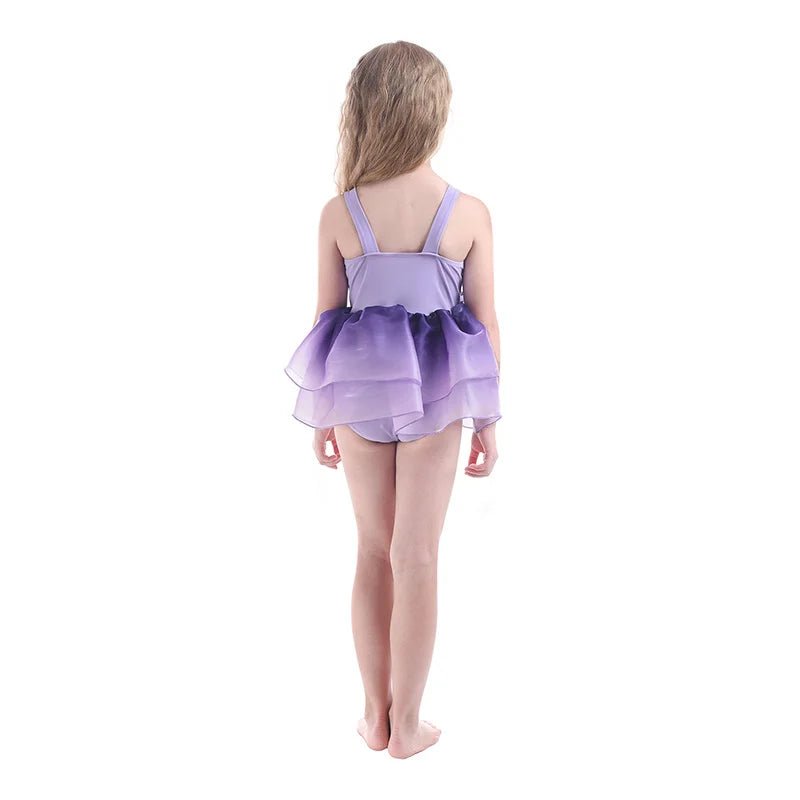 Maillot de Bain Une Pièce Princesse Été pour Fille 3-14 Ans avec Nœud Papillon