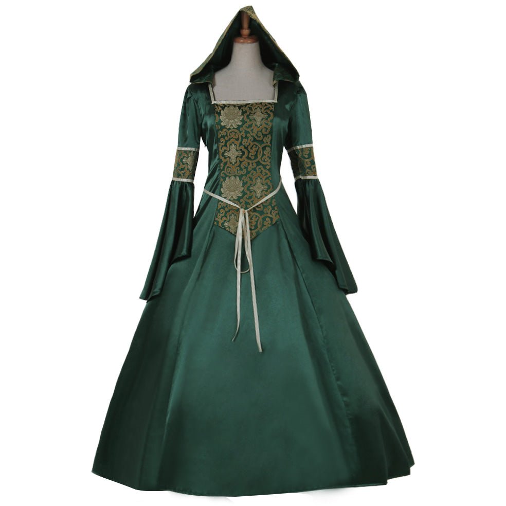 Robe de bal noble médiévale pour femmes adultes, robes victoriennes, robes gothiques du soir, robes vampires vertes