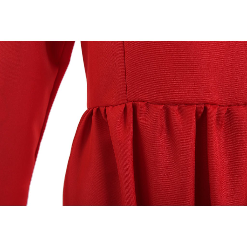 Costume Cosplay La Servante Écarlate – Cape et Robe Rouge d'Offred avec Bonnet Blanc et Sac pour Femmes