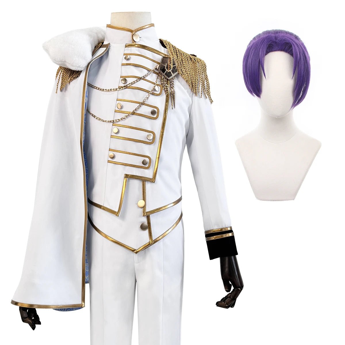 Costume Cosplay Reo Mikage de Blue Lock - Série Anges et Démons - Veste Pantalon Cape Blanche Rose Net