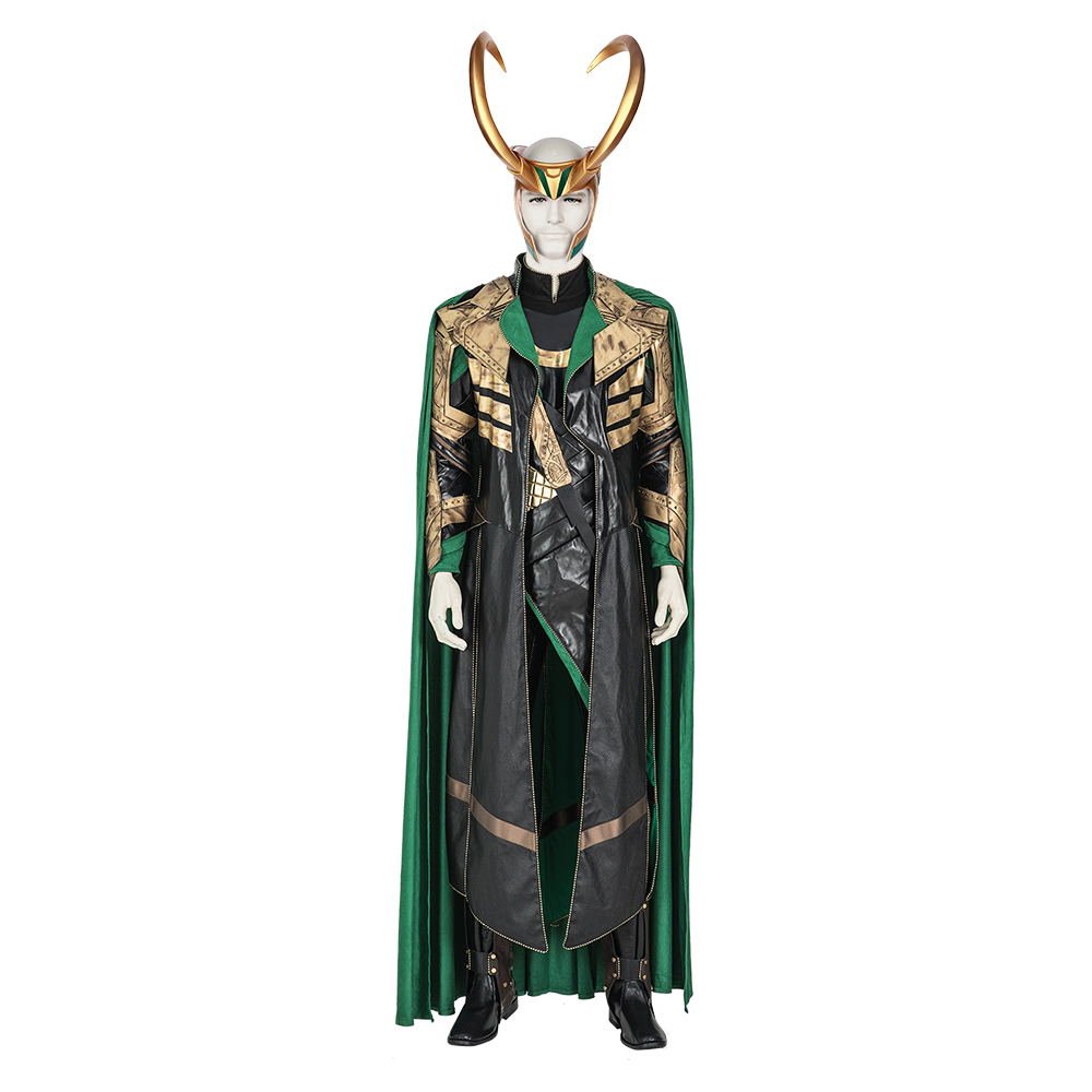 Costume Cosplay Loki de Haute Qualité, Armure de Combat, Combinaison Endommagée, Casque pour Halloween