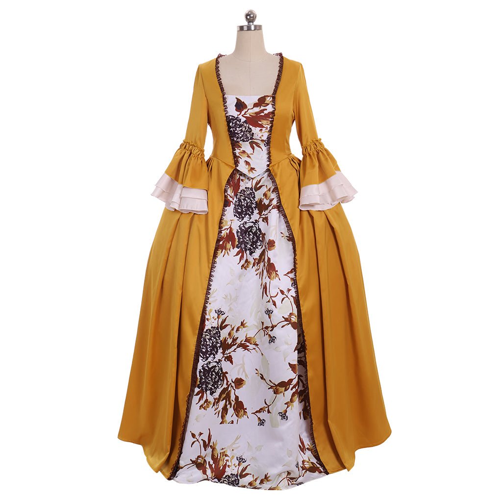 Costume Cosplay Outlander Claire Randall, Robe Ballon Rococo Victorien Jaune pour Femmes