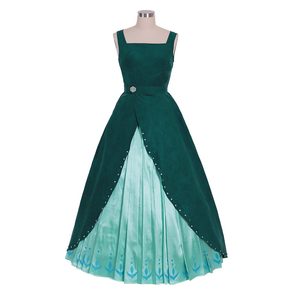 Nouvelle Vision Robe Cosplay Reine Anna Vert Foncé Frozen 2 | Costume Princesse Disney pour Adultes