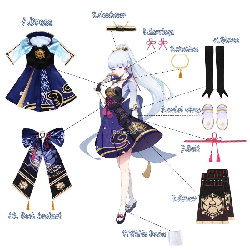 Costume Cosplay Genshin Impact Kamisato Ayaka pour Femmes - Robe de Jeu de Rôle pour Halloween